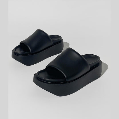 Black Minimalist Platform Slides
