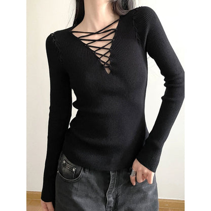 Crisscross Ribbed Knit Top