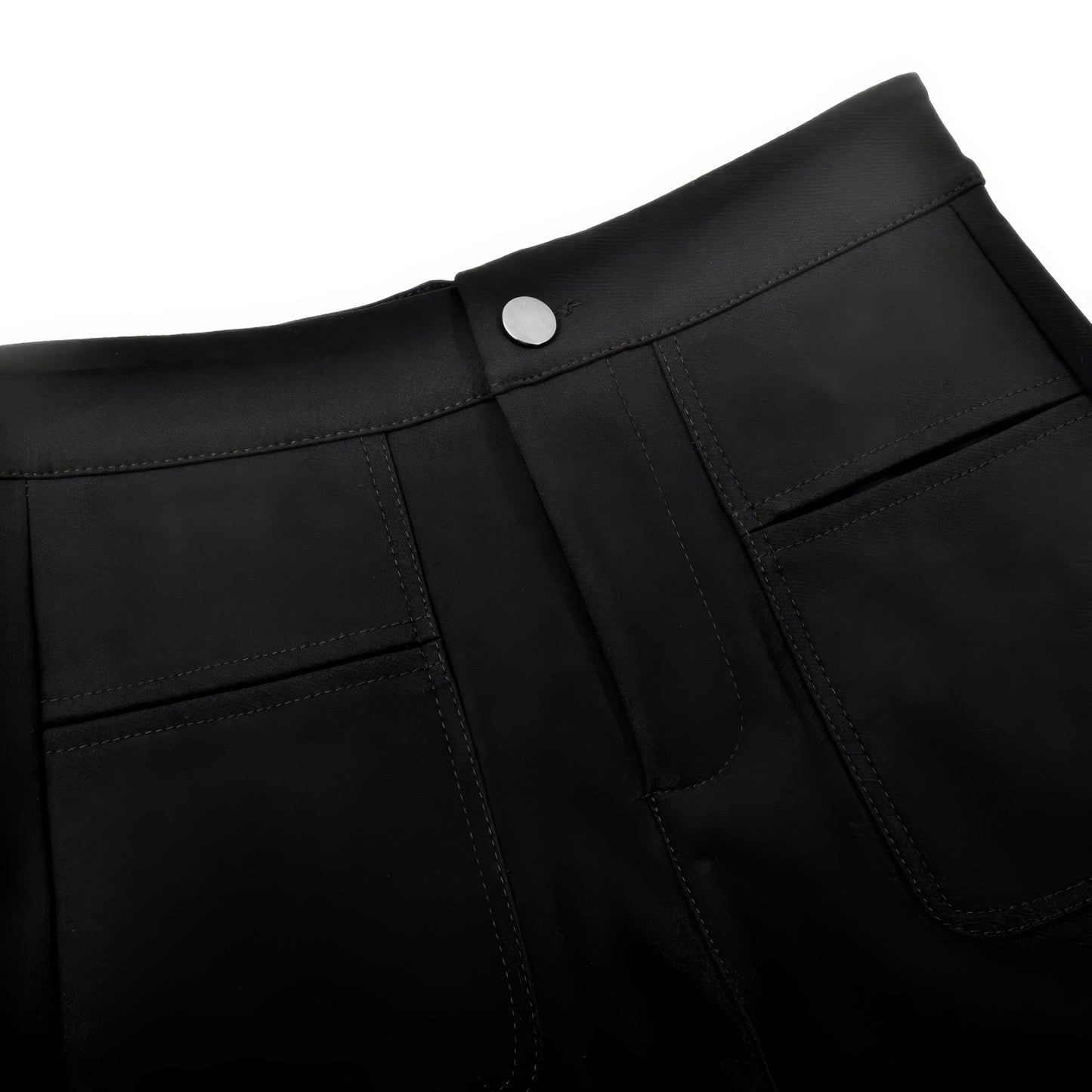 Front Pocket High Waist Black Shorts