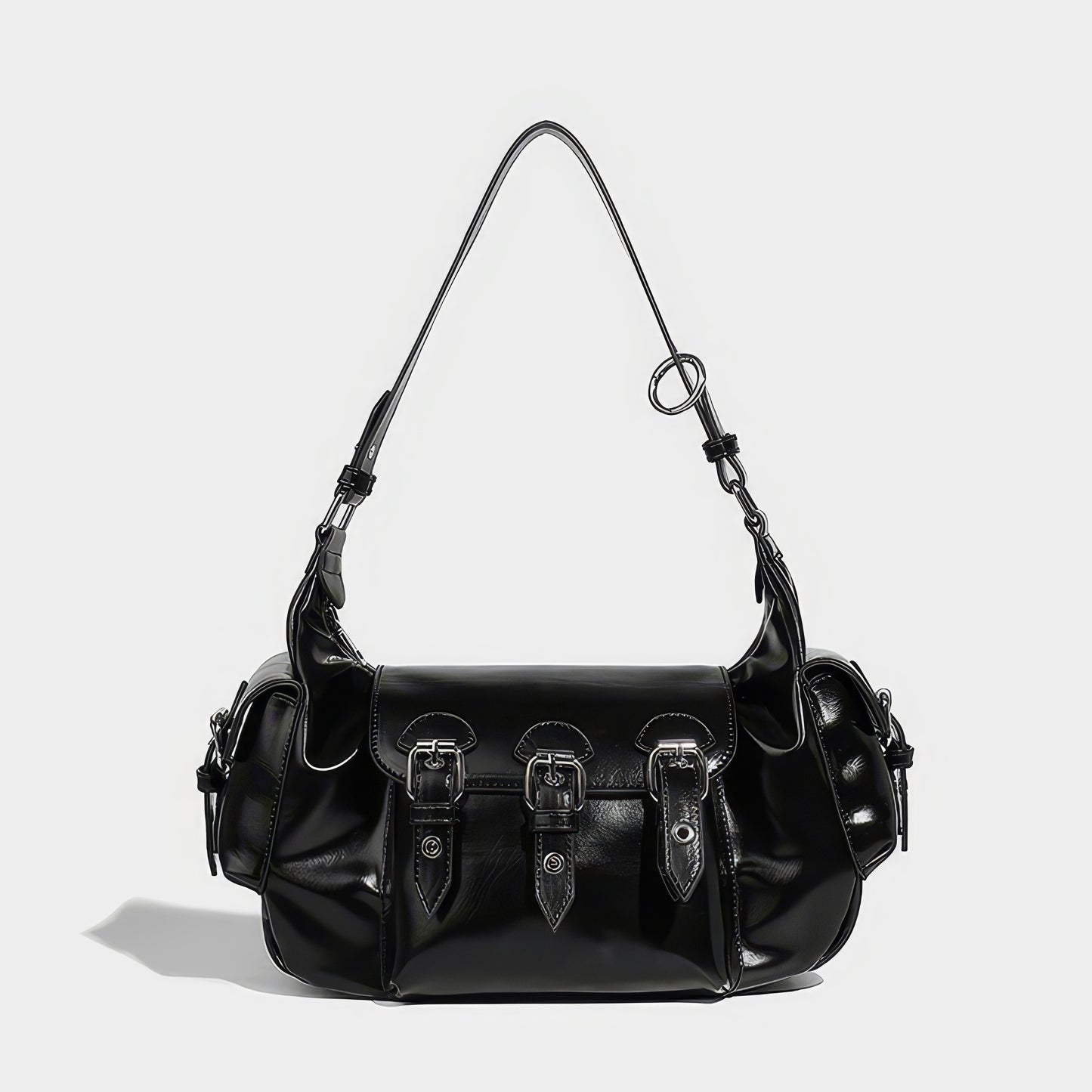 Triple Buckle Flap Barrel Bag