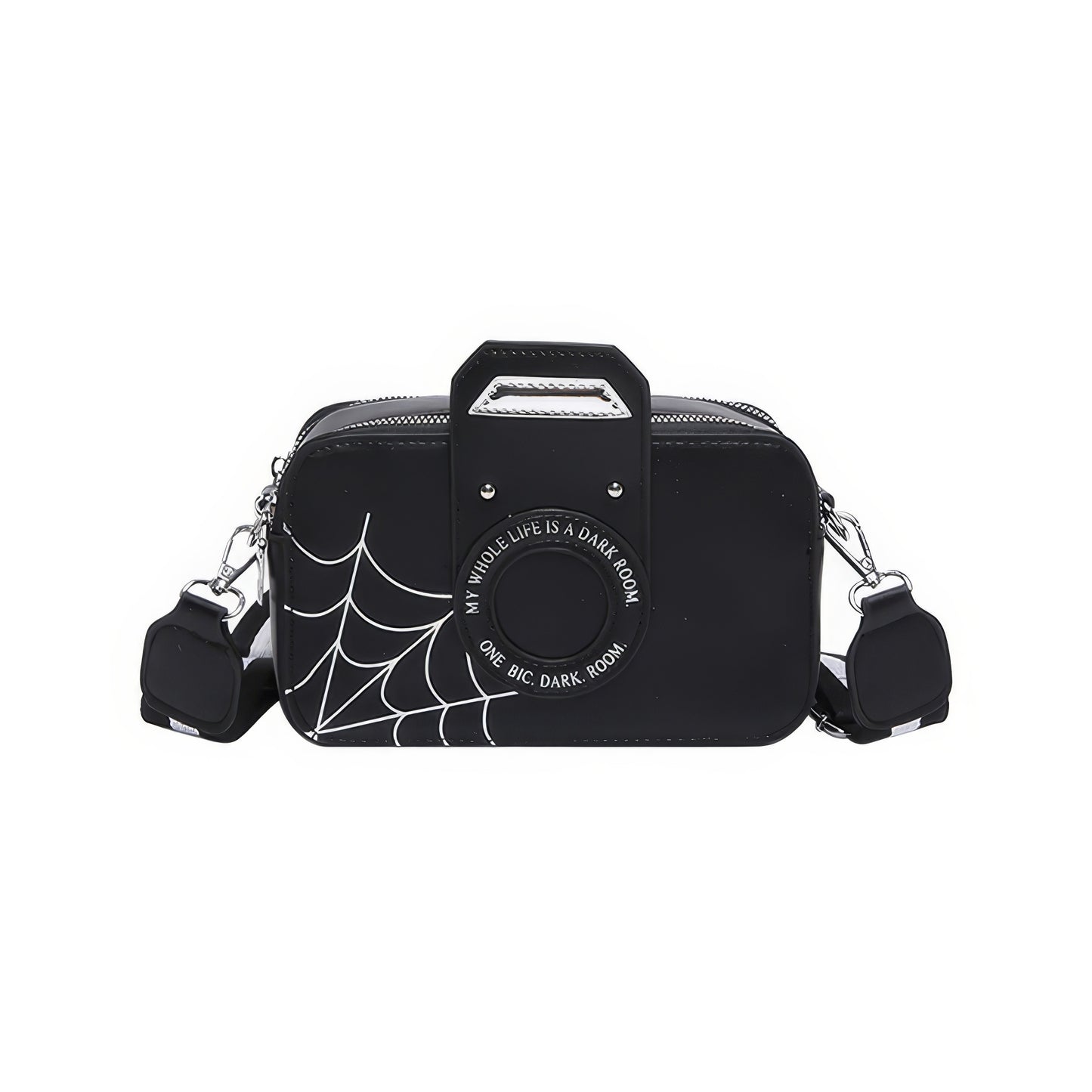 Camera Graphic Web Print Crossbody Bag