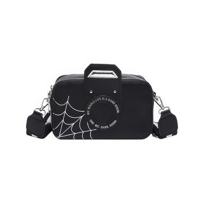 Camera Graphic Web Print Crossbody Bag