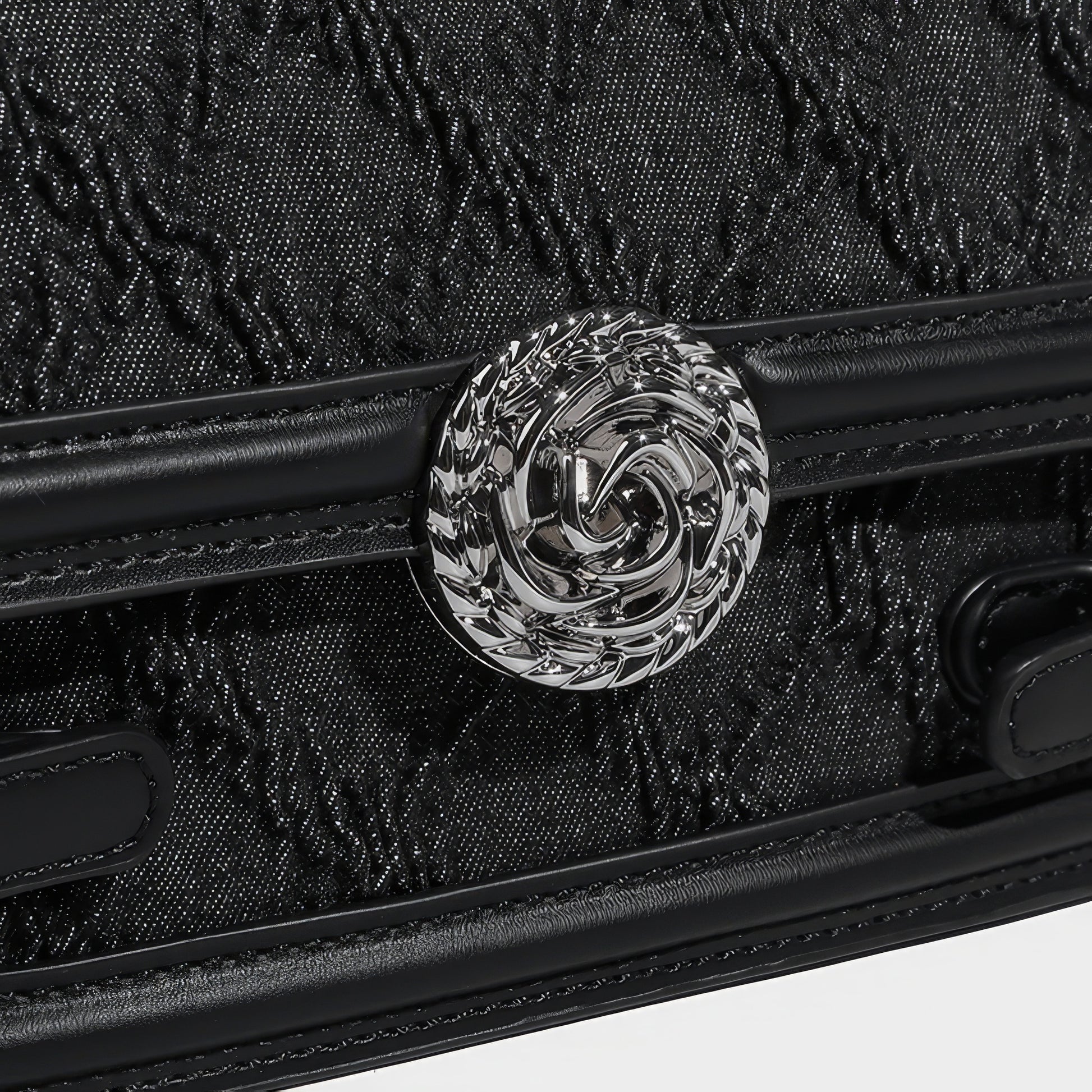 Textured Buckle Flap Top Handle Bag