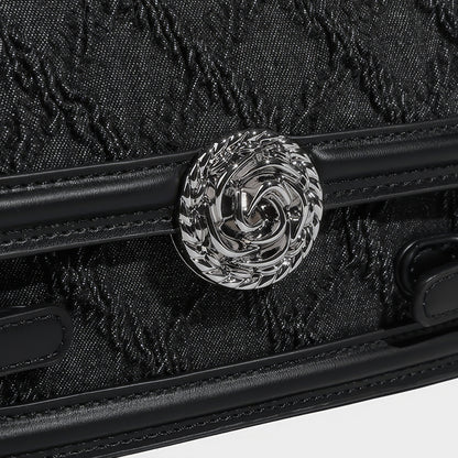 Textured Buckle Flap Top Handle Bag