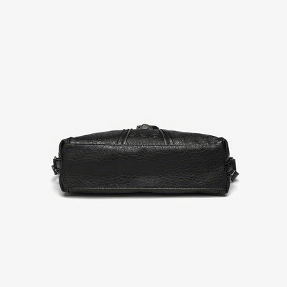 Skull Embossed Zip Detail Hobo Bag