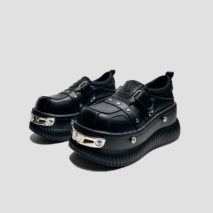 Black Metal-Plated Platform Sneakers