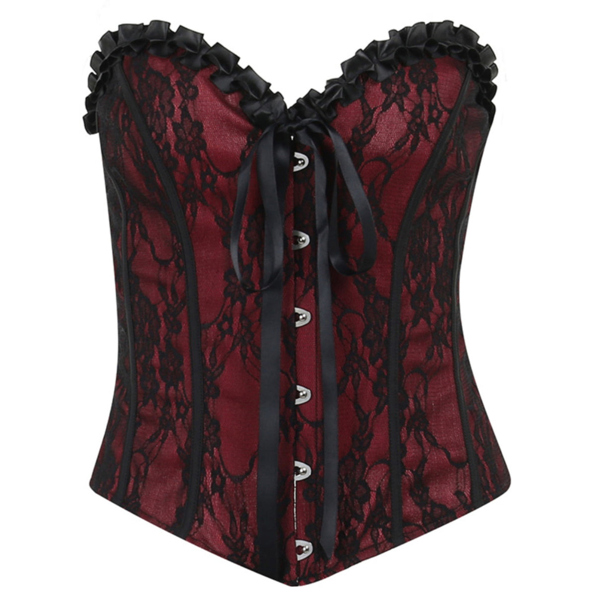 Red Lace-Up Corset Top