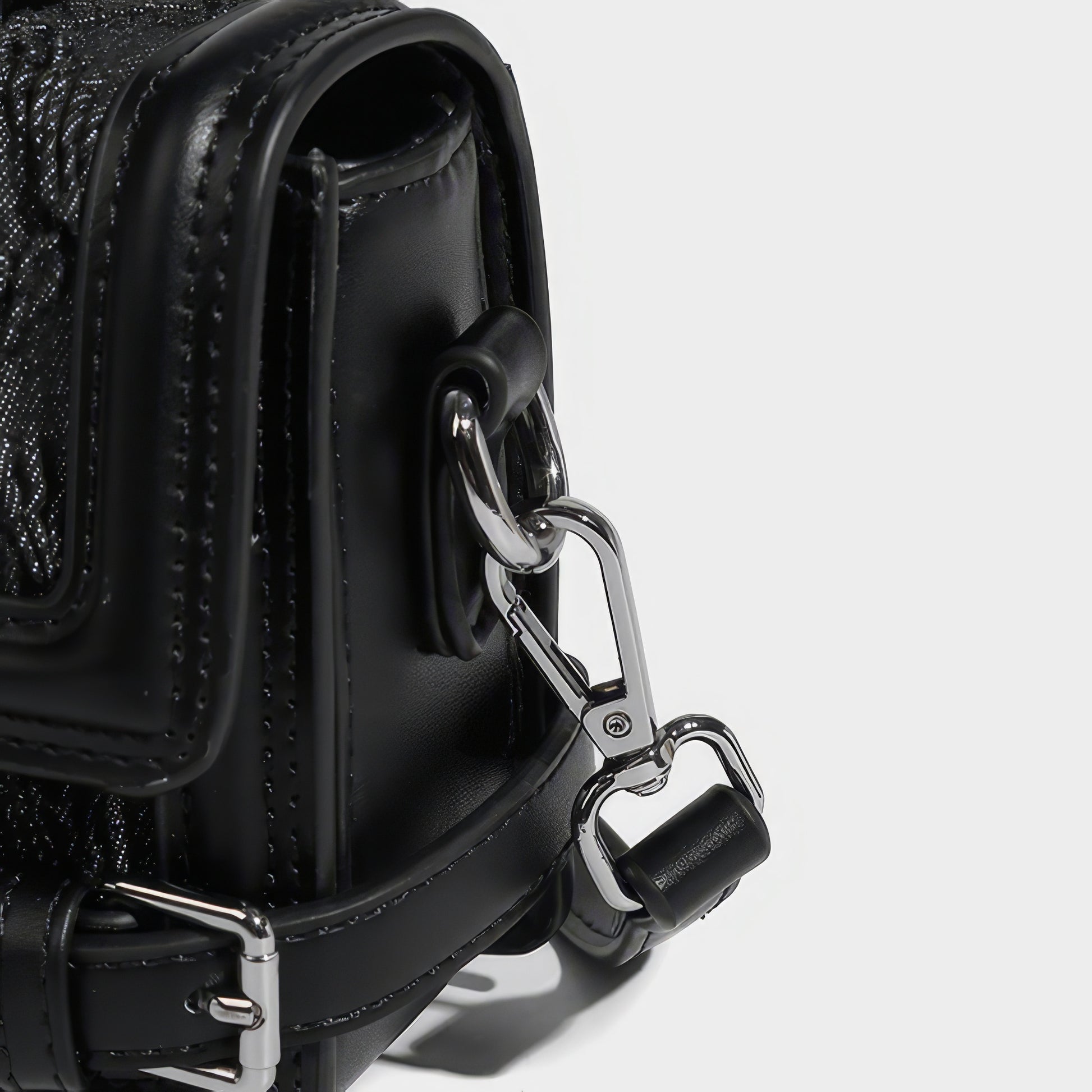 Textured Buckle Flap Top Handle Bag