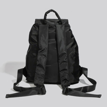 Matte Nylon Drawstring Flap Backpack