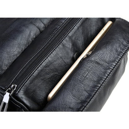 Braided Trim Flap Leather Crossbody Bag