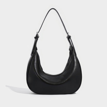 Soft Curved Faux Leather Shoulder Bag
