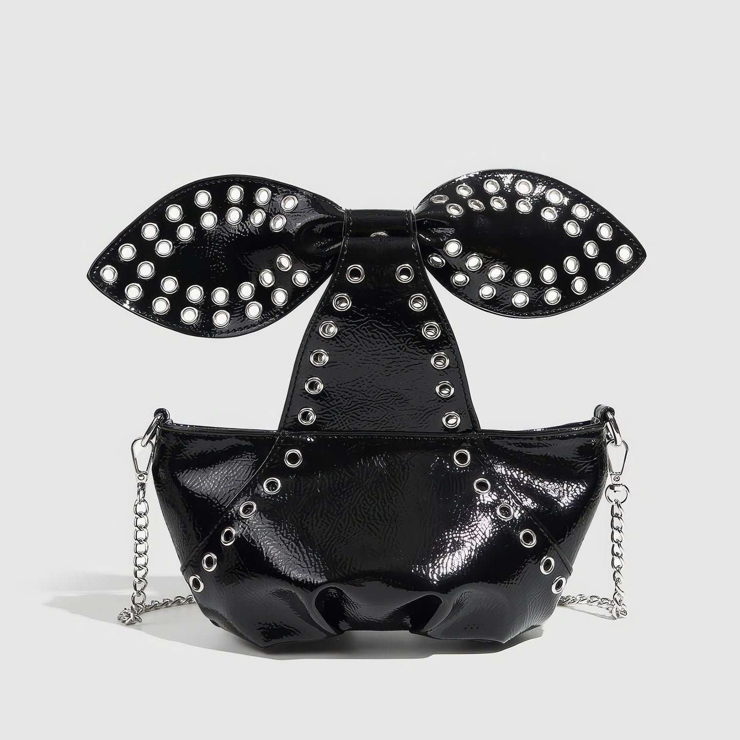Studded Patent Bow Chain Bag