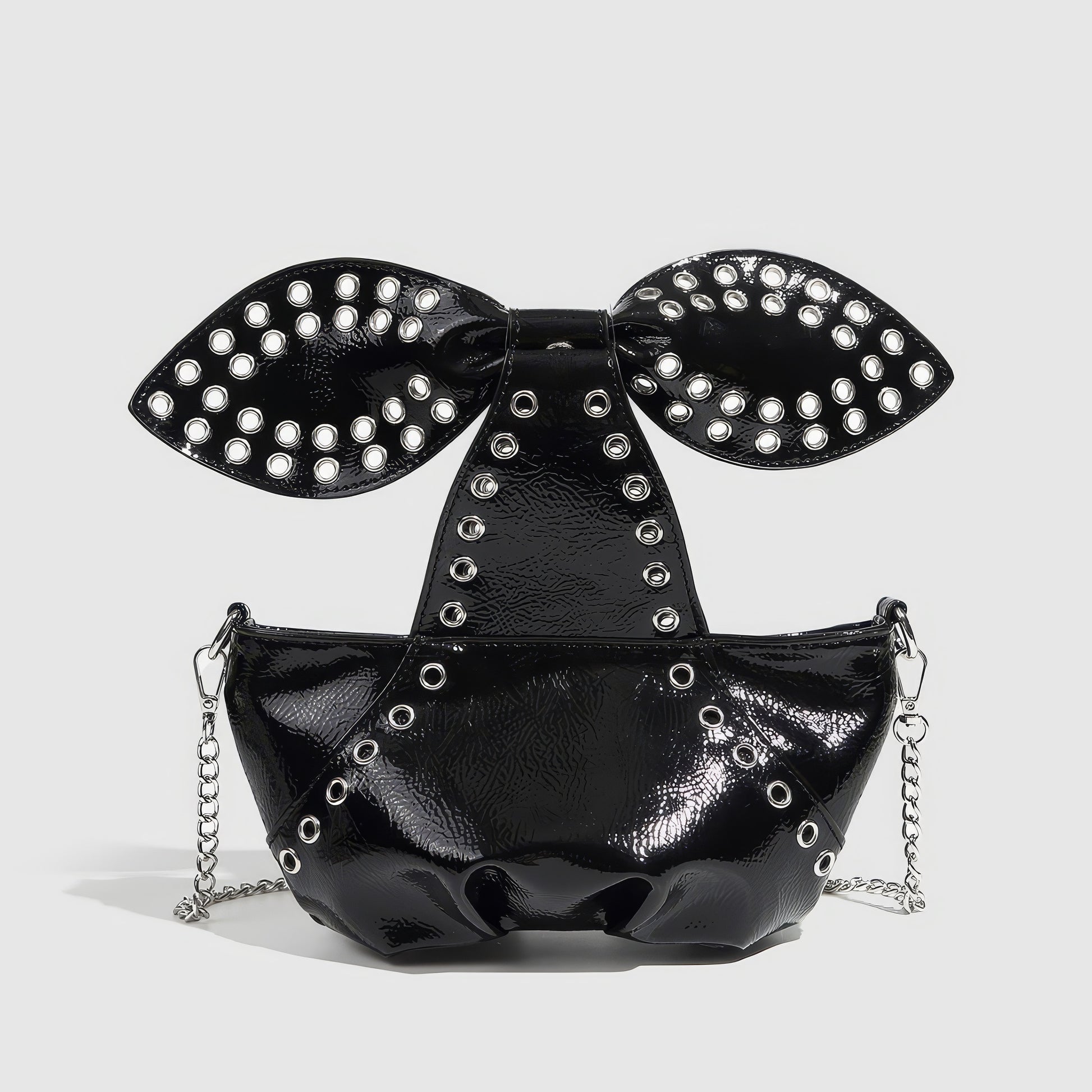 Studded Patent Bow Chain Bag
