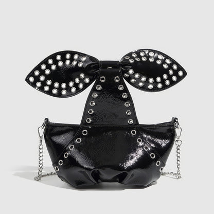Studded Patent Bow Chain Bag