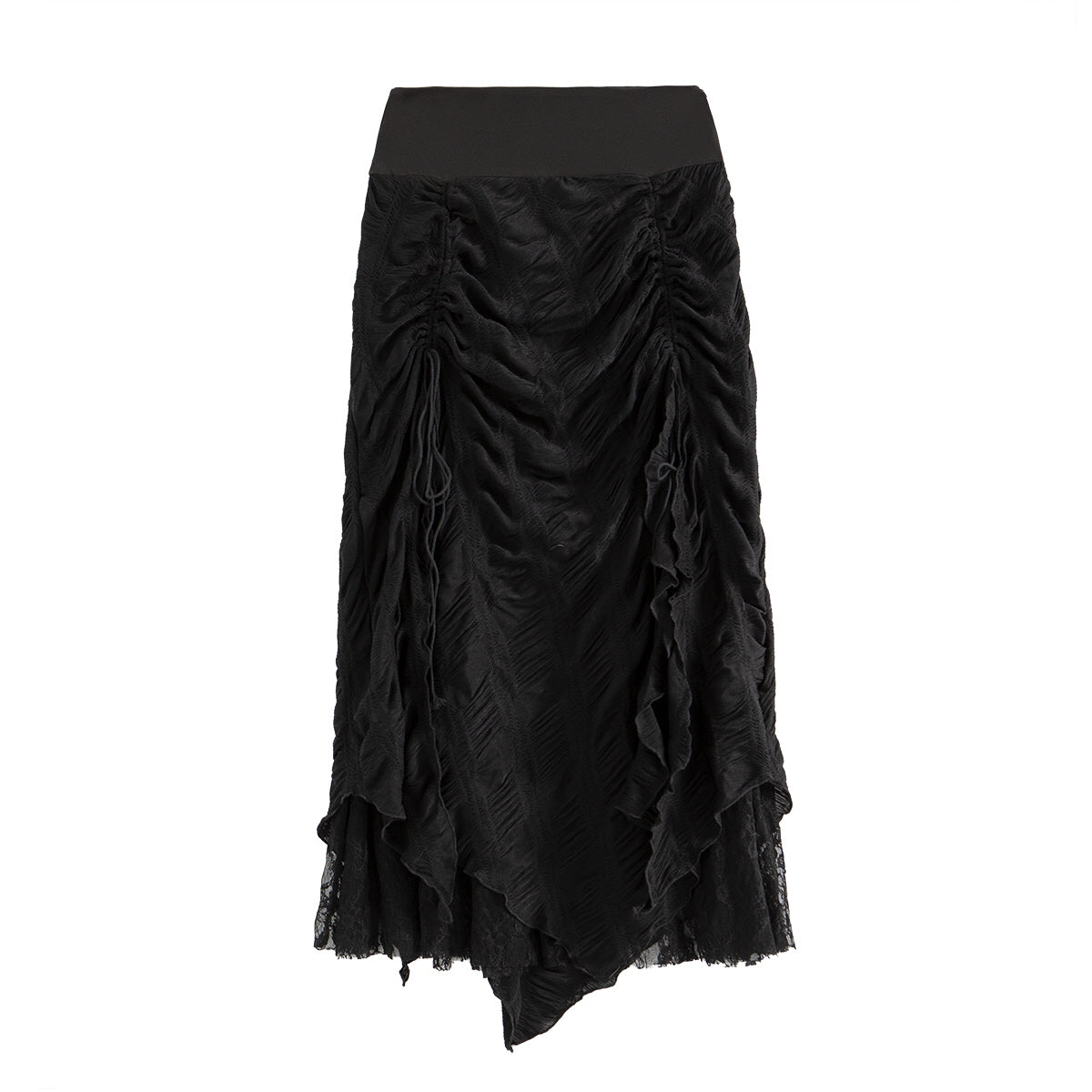 Lace Panel High-Waist Skirt