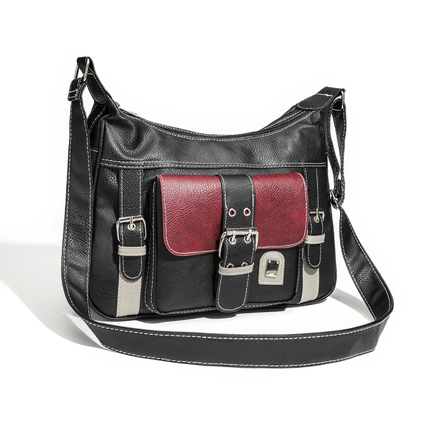 Colorblock Buckle Strap Shoulder Bag