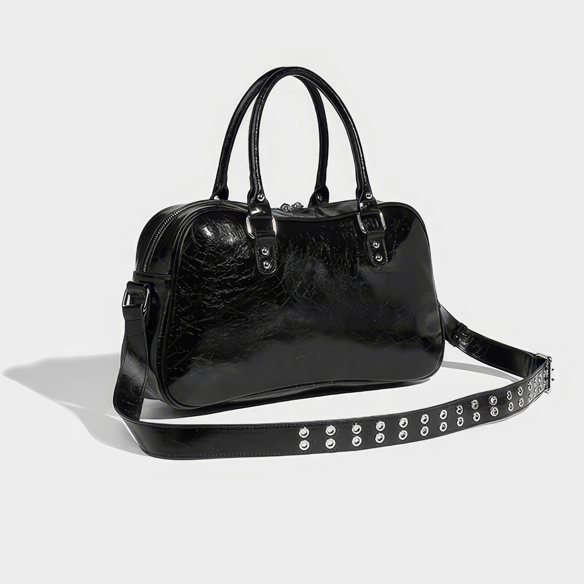 Studded Patent Utility Handbag