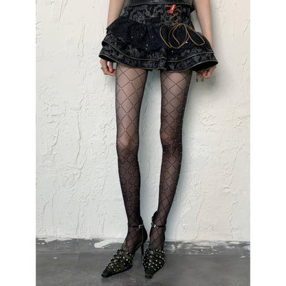 Rhinestone Diamond Net Sheer Tights