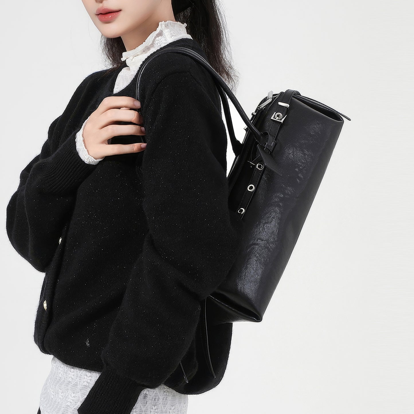 Buckle Strap Long Barrel Shoulder Bag