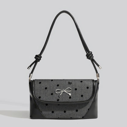 Polka Dot Bow Flap Shoulder Bag