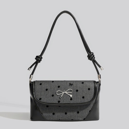 Polka Dot Bow Flap Shoulder Bag