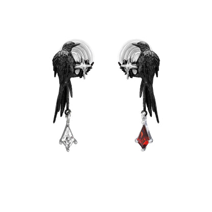 Black Bird Crystal Drop Earrings