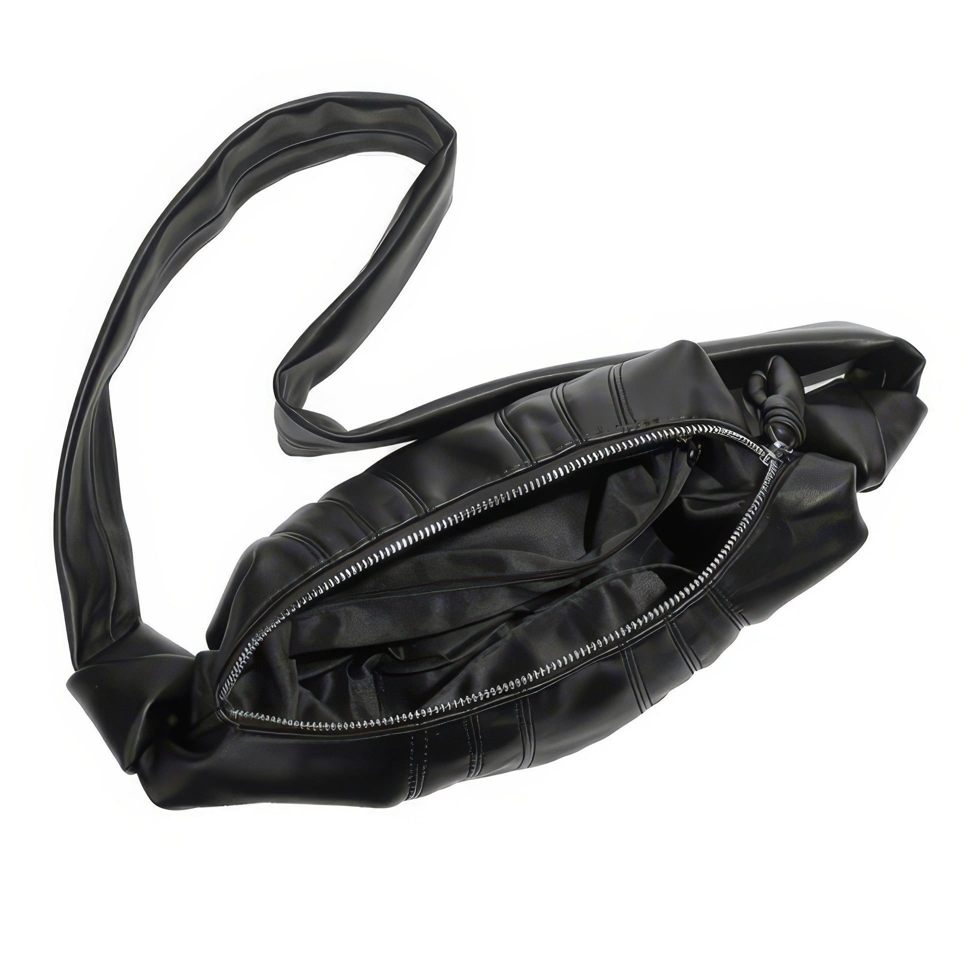Knotted Crescent Black Shoulder Bag