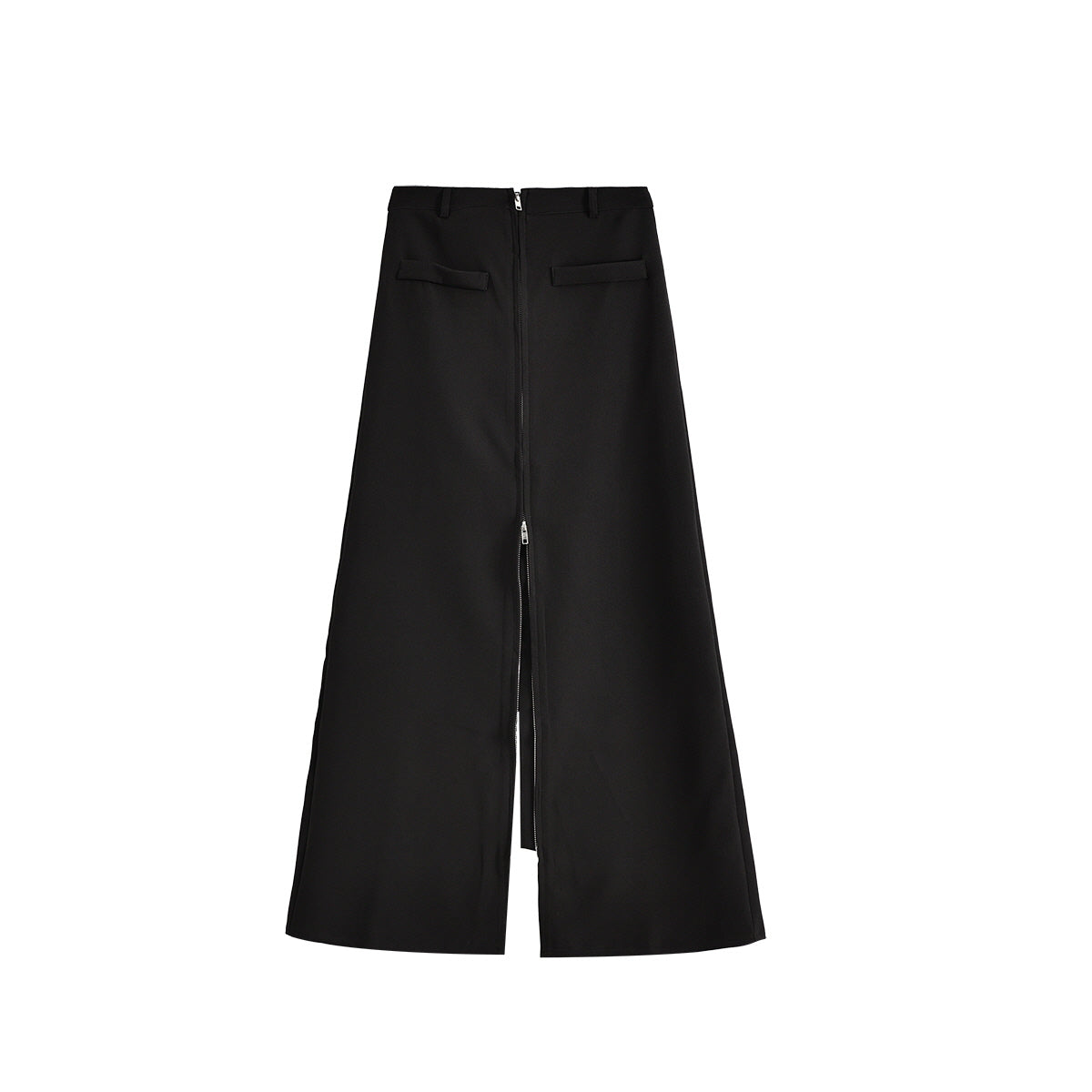 Front Zip High-Waist Maxi Skirt