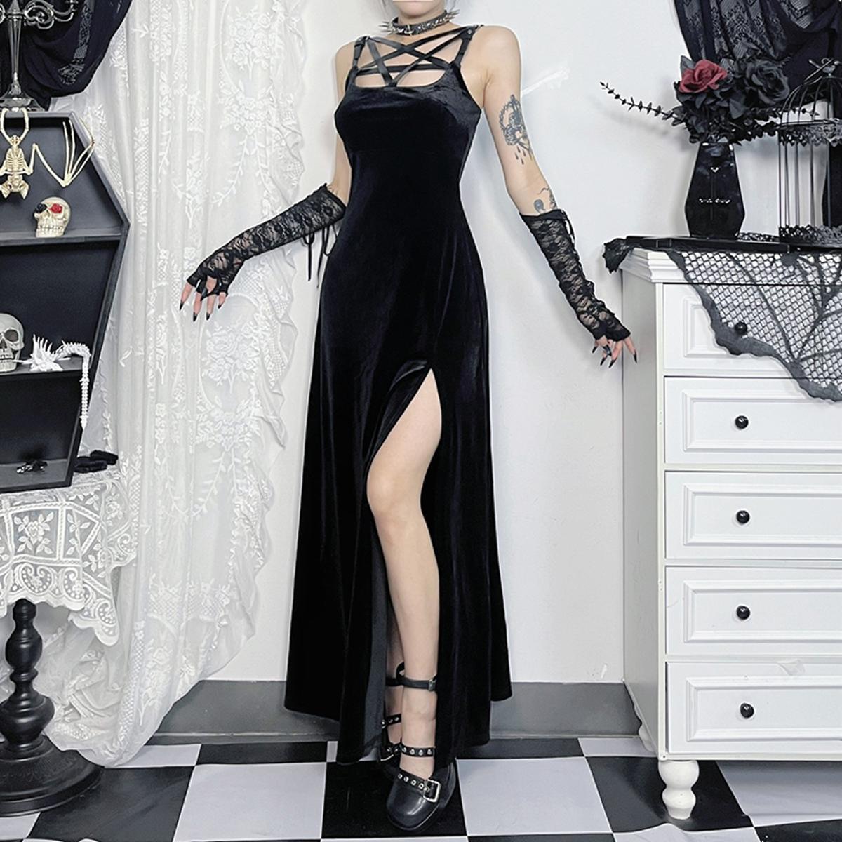 Velvet Strappy Maxi Dress