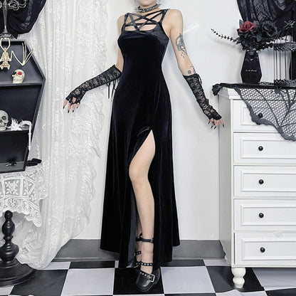 Velvet Strappy Maxi Dress