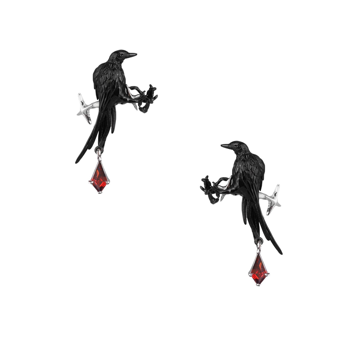 Black Bird Branch Drop Earrings