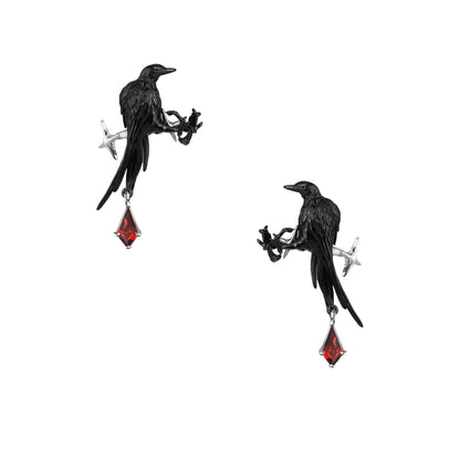 Black Bird Branch Drop Earrings