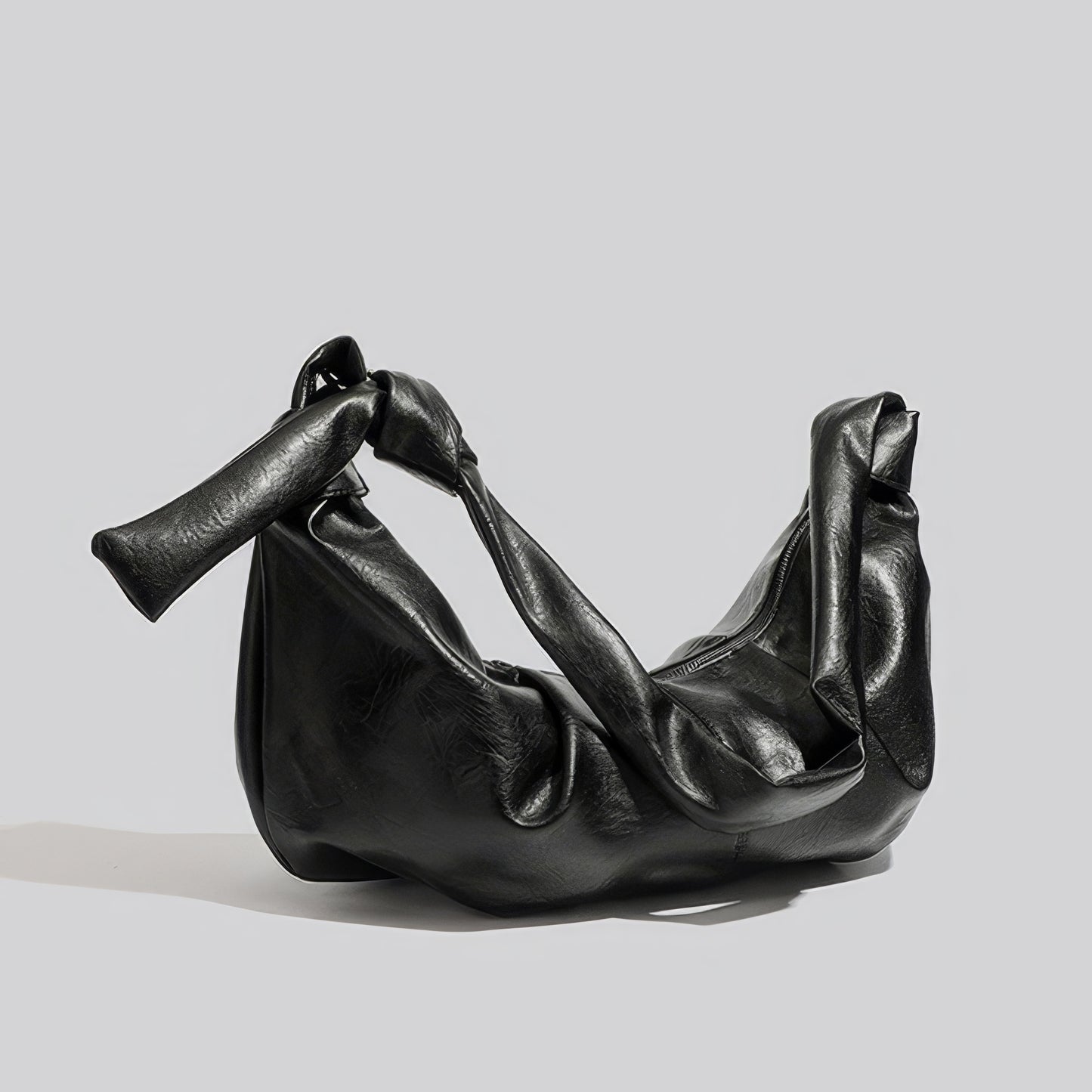 Knotted Faux Leather Soft Shoulder Bag