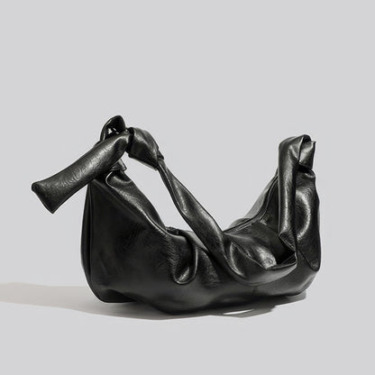 Knotted Faux Leather Soft Shoulder Bag