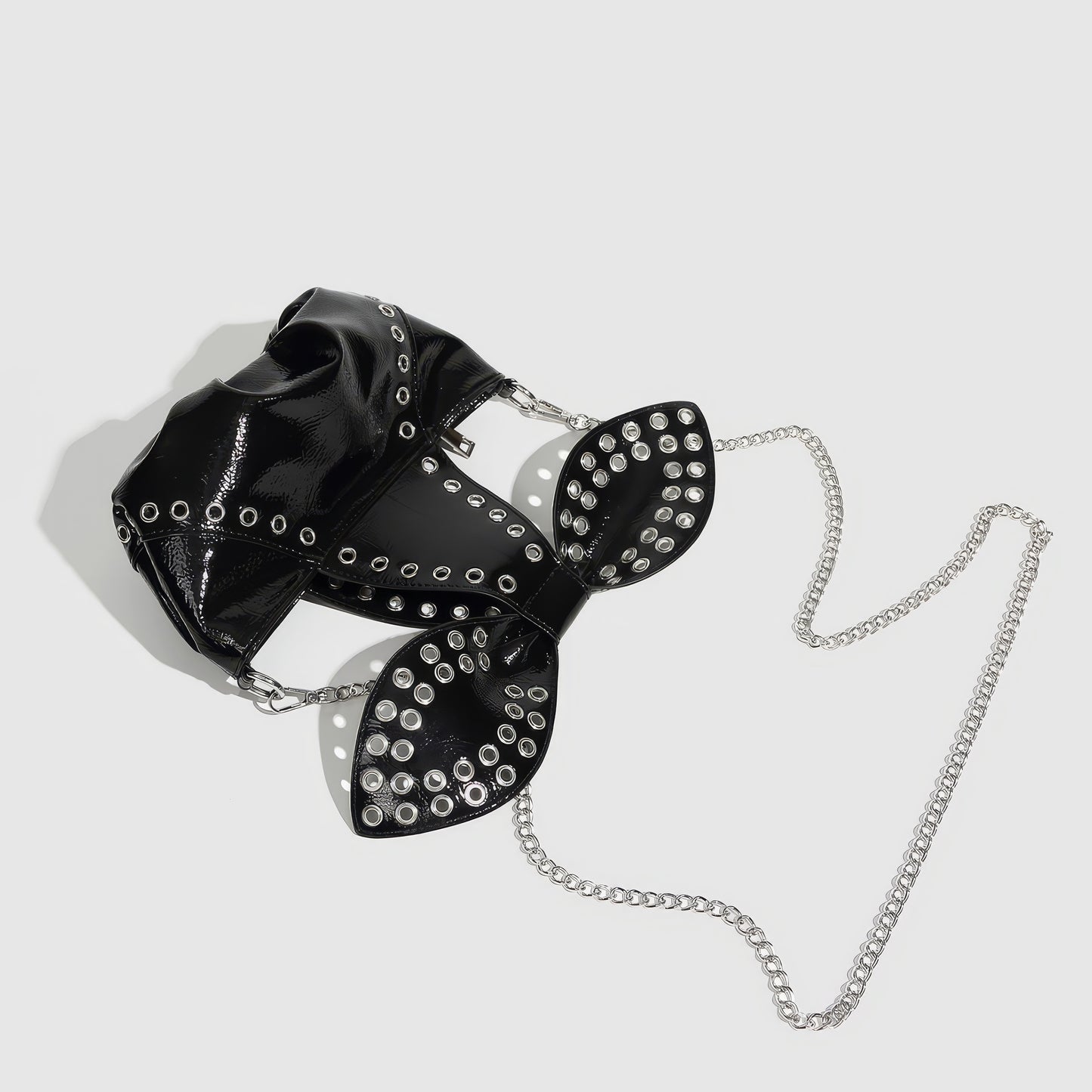 Studded Patent Bow Chain Bag