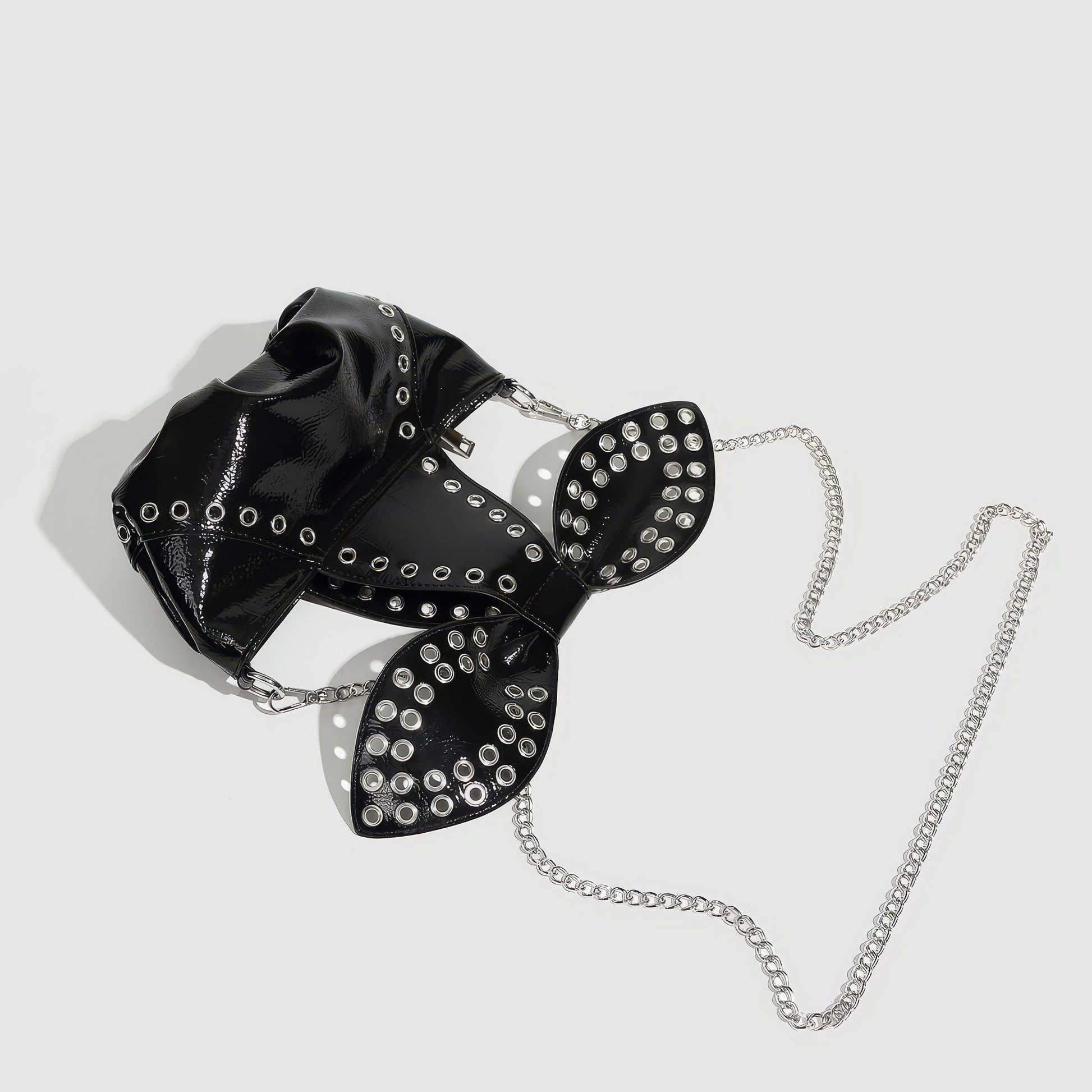 Studded Patent Bow Chain Bag