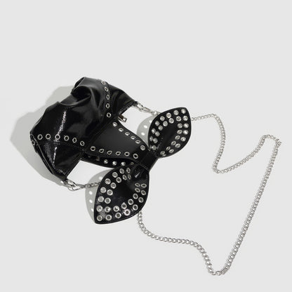 Studded Patent Bow Chain Bag