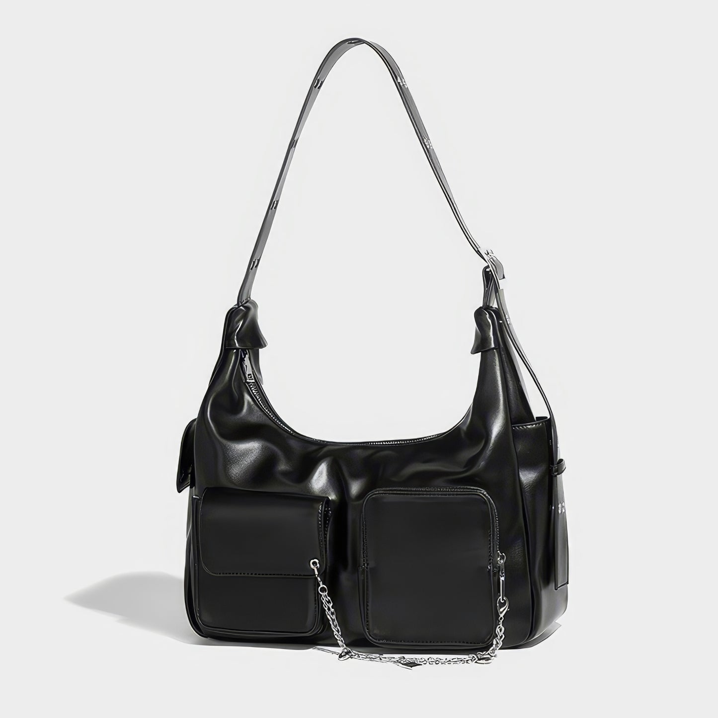 Convertible Pocket Chain Detail Shoulder Bag
