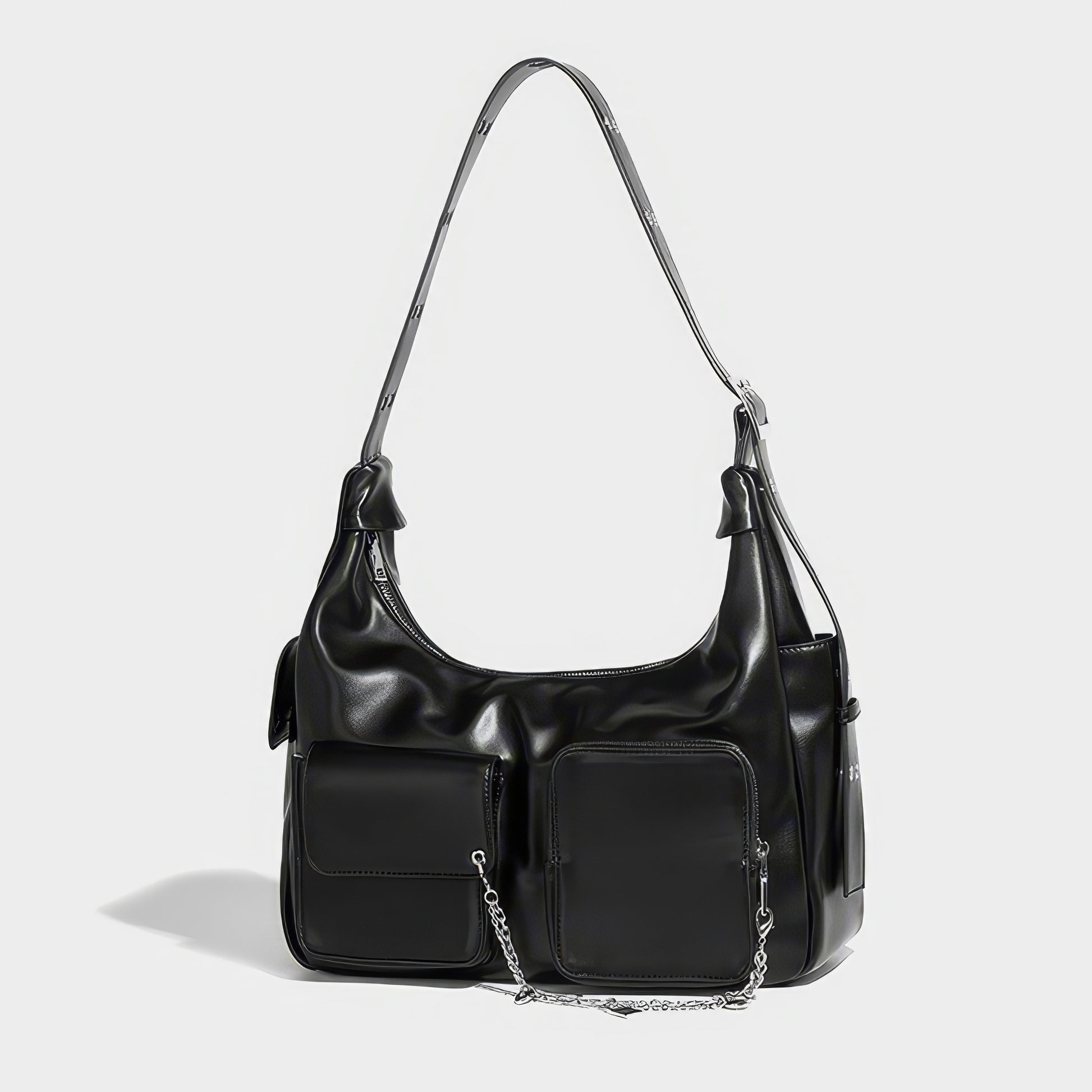 Convertible Pocket Chain Detail Shoulder Bag