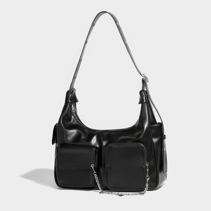 Convertible Pocket Chain Detail Shoulder Bag