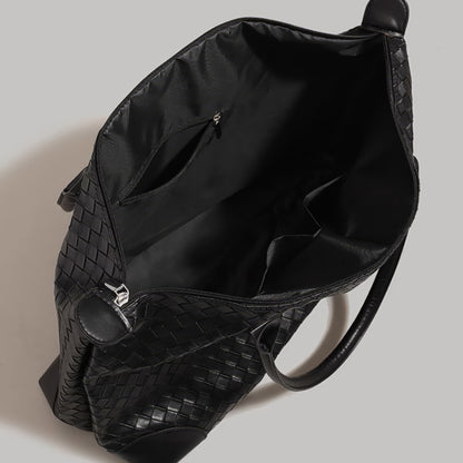 Woven Faux Leather Oversized Tote Bag