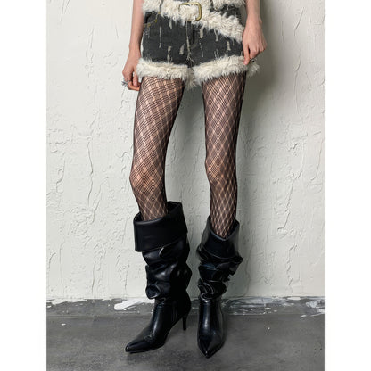 Crisscross Mesh Check Tights