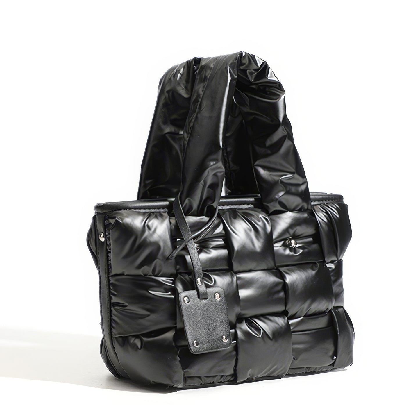 Padded Glossy Quilted Tote Bag