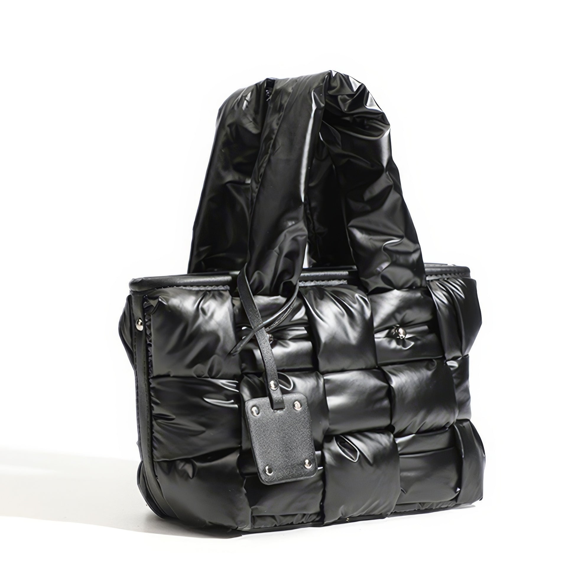 Padded Glossy Quilted Tote Bag