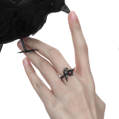 Black Raven Rose Gem Ring
