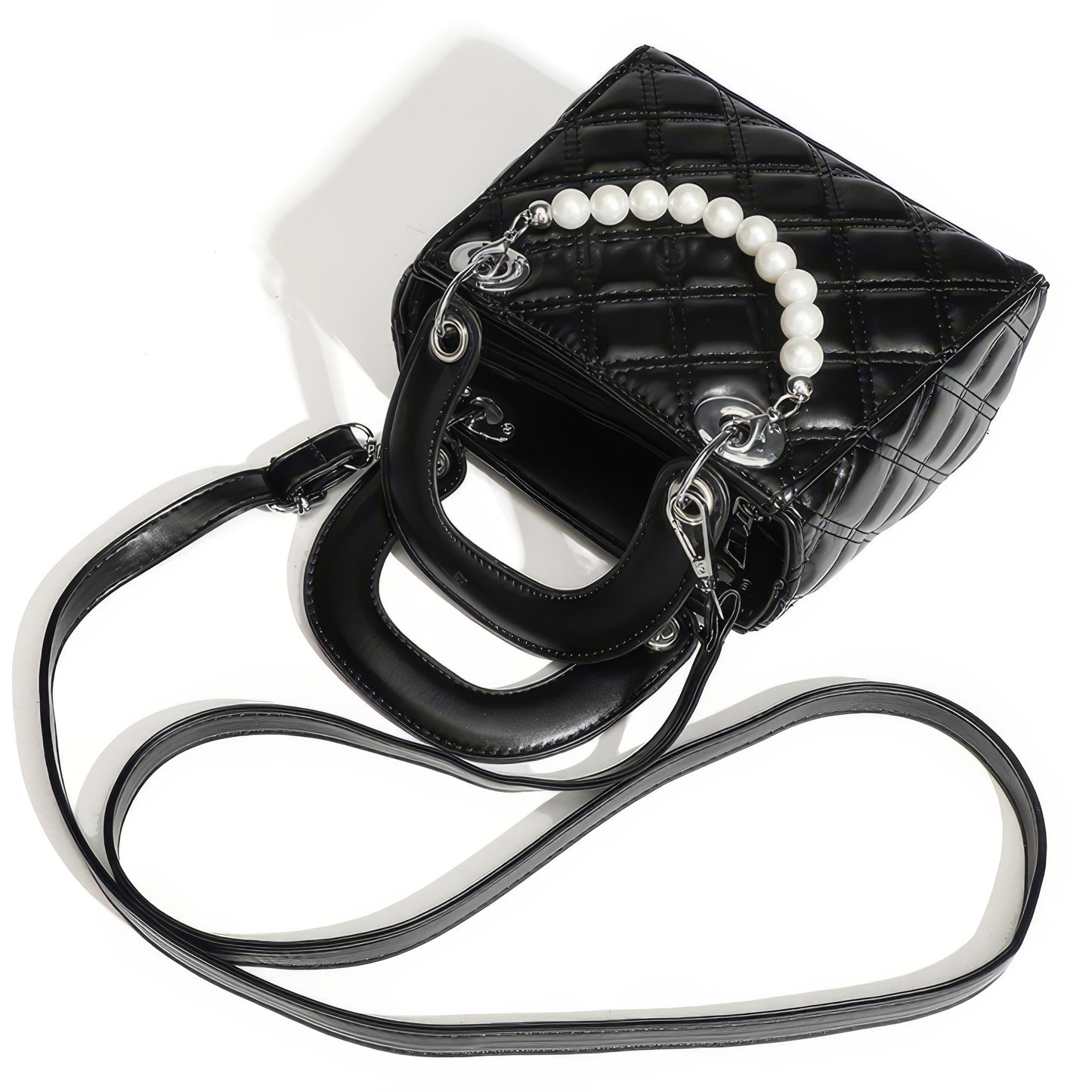 Mini Quilted Pearl Charm Box Bag