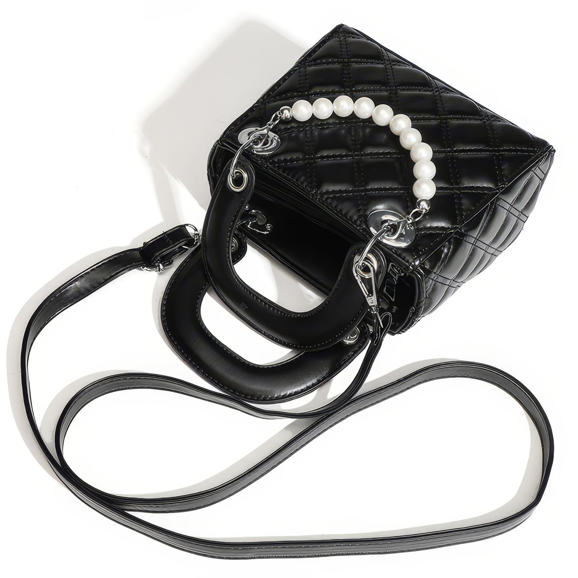 Mini Quilted Pearl Charm Box Bag