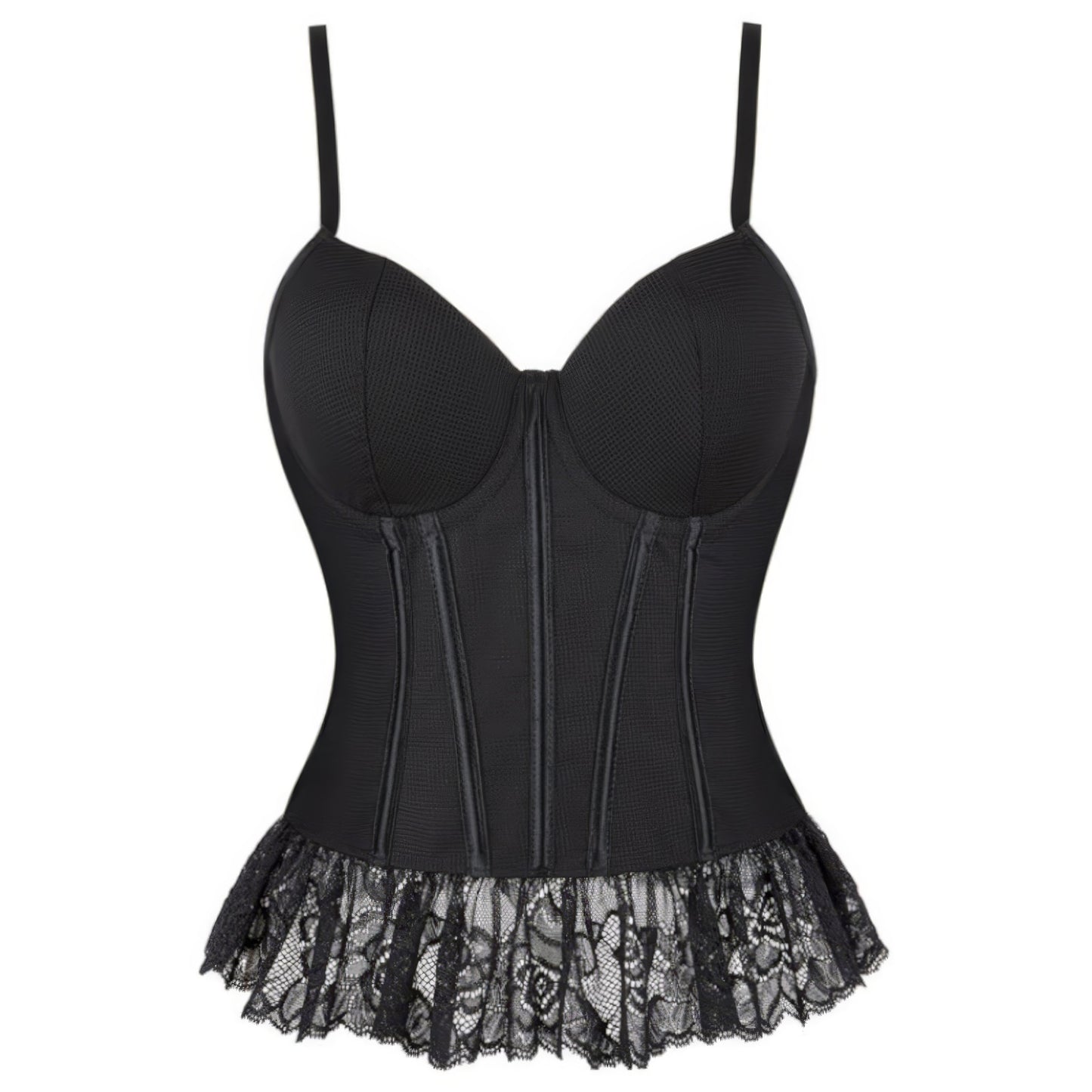 Mesh Lace Peplum Bustier Top