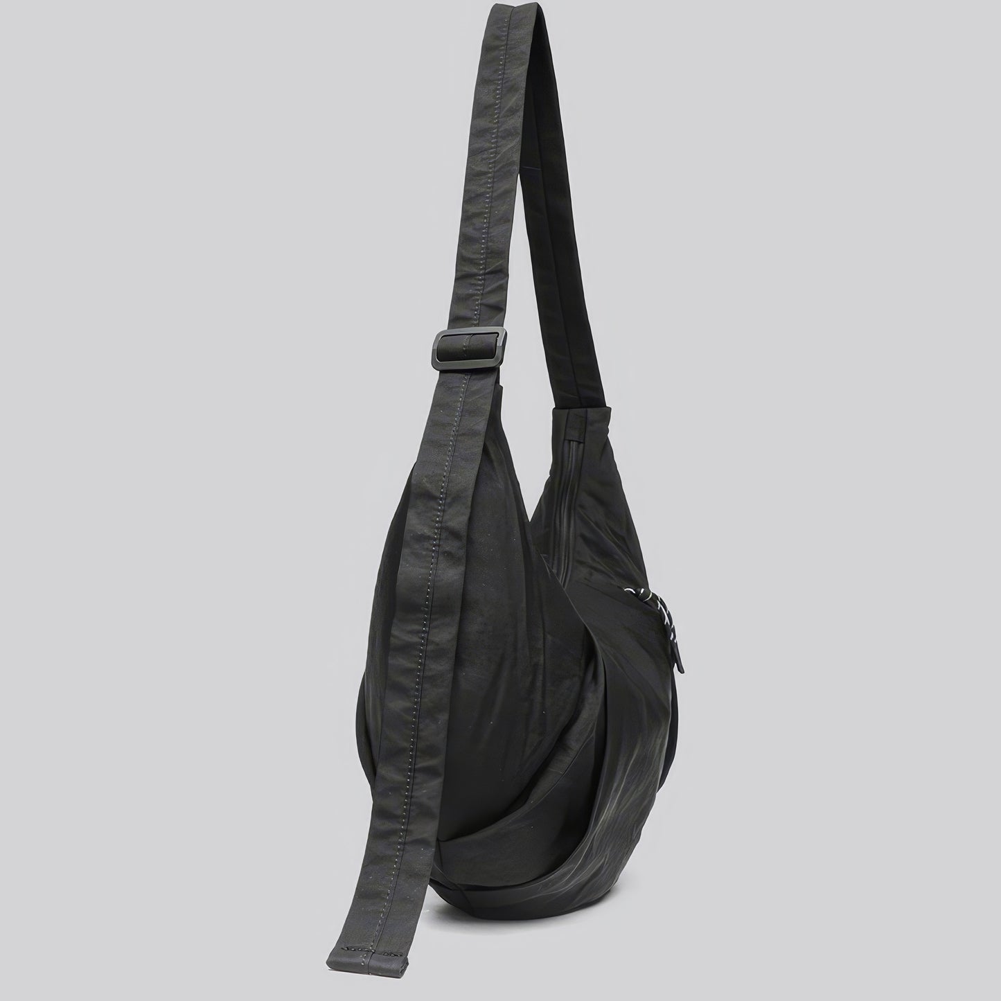Draped Nylon Crescent Shoulder Bag