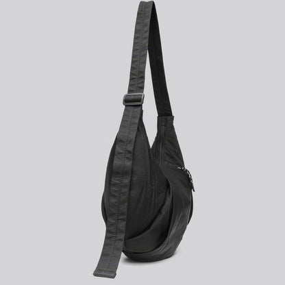 Draped Nylon Crescent Shoulder Bag